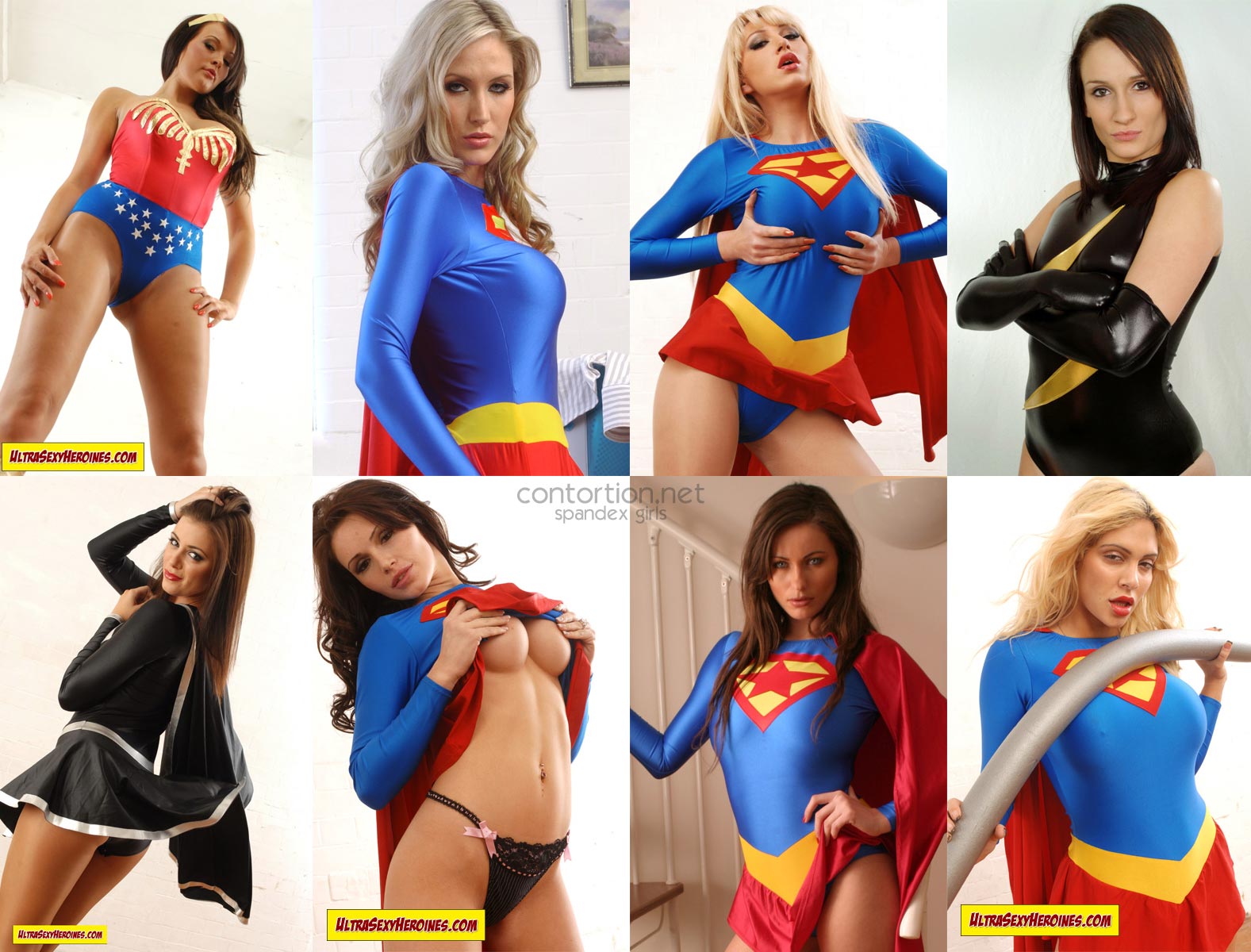 Spandex girls in ultra sexy superheroine costumes